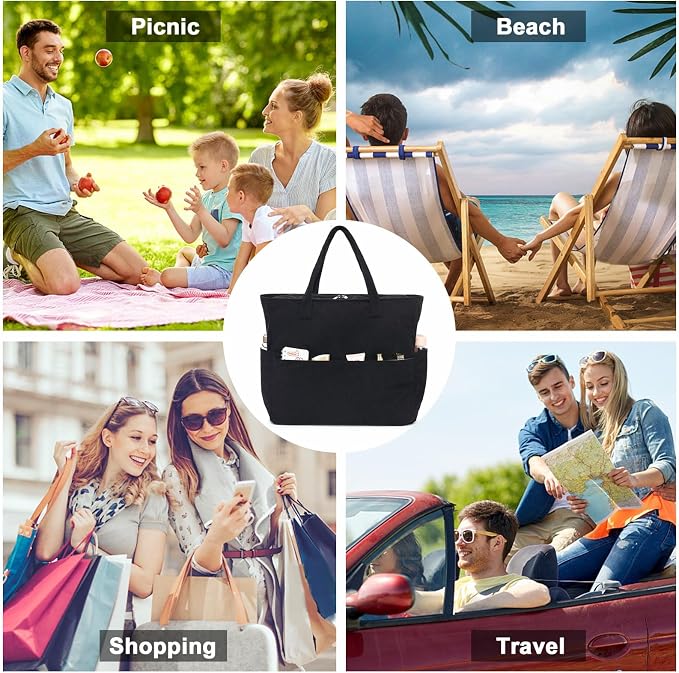 LEDAOU Large Beach Tote Bag Women Waterproof Sandproof Zipper Beach Tote Bag - Image 6