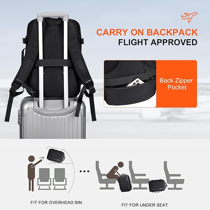 PIJUSHI Travel Backpack for Women Men Expandable Carry on Luggage Backpack - Image 5