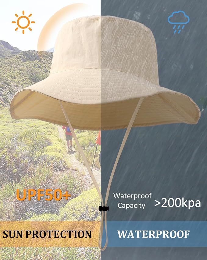 Water-Resistant Sun UPF 50+ Bucket Hat Protection Packable Brimmed Boonie - Image 2