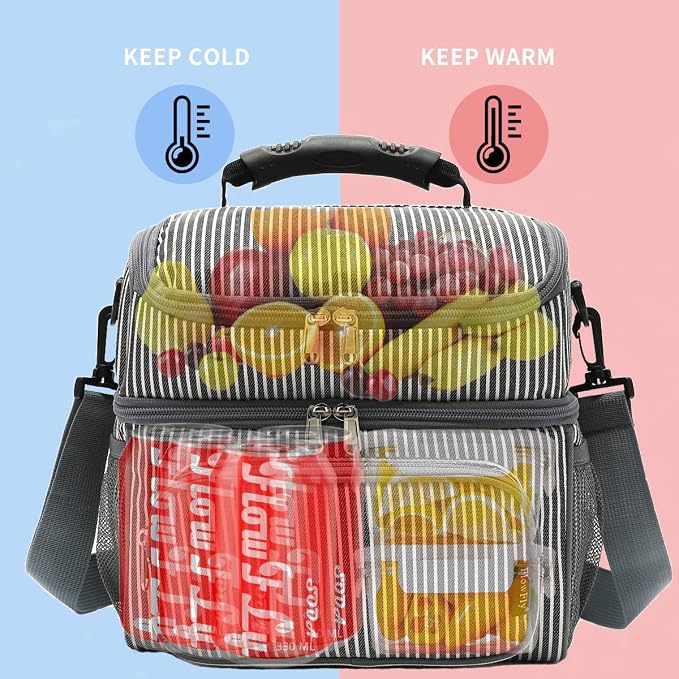 FlowFly Double Layer Cooler Insulated Lunch Bag Adult Lunch Box Large Tote Bag - Image 2