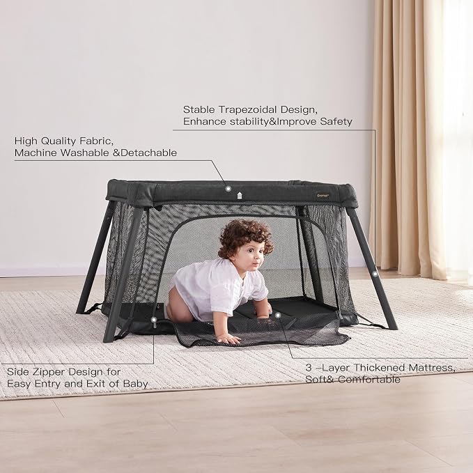 2 in 1 Portable Travel Crib for Toddler, Foldable Crib for Baby, Lightweight - Image 5
