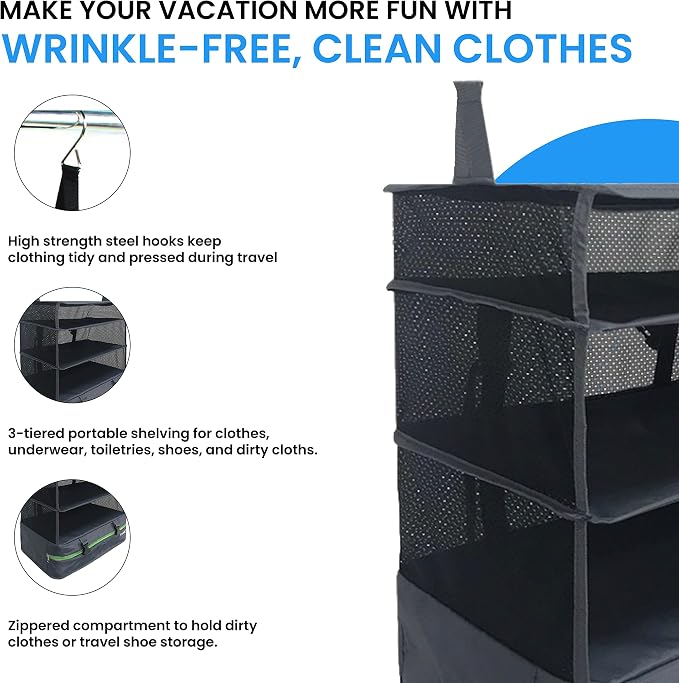 Stow-N-Go Portable Hanging Travel Shelves, Packing Organizer - Image 8