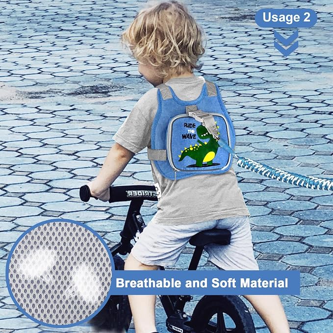 Toddler Harness Leash+ Anti Lost Wrist Link, Accmor Cute Dinosaur Kids Harness - Image 5