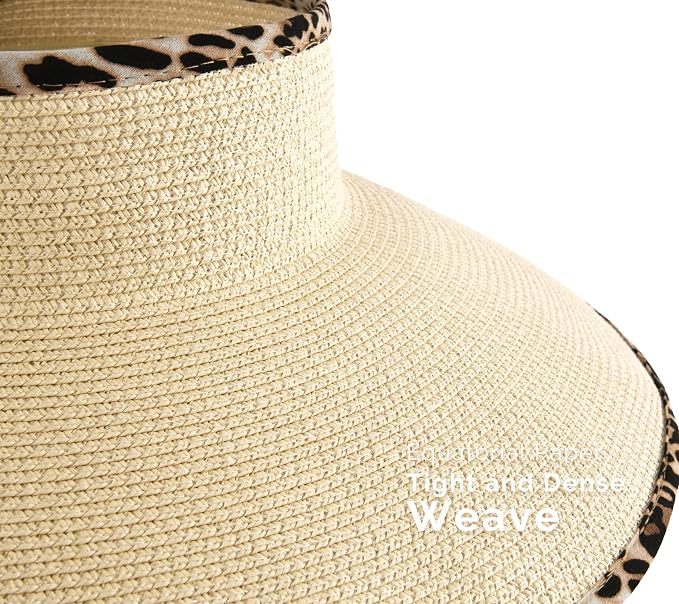 Camptrace Sun Visors for Women Wide Brim Beach Hat Foldable Straw Visor Hat - Image 3