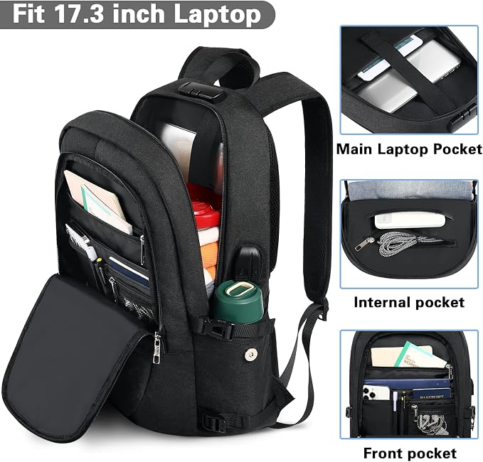 AMBOR Travel Laptop Backpack for Ｍen, 15.6-17.3 inch Laptop Backpack for School - Image 4