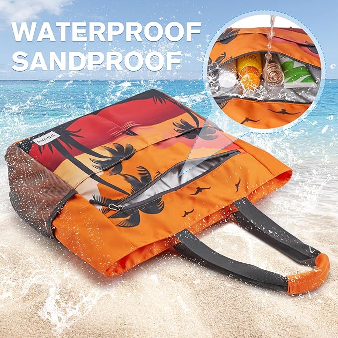 G4Free Beach Bag, Waterproof Sandproof Beach Tote Bag, Large Capacity Foldable - Image 3