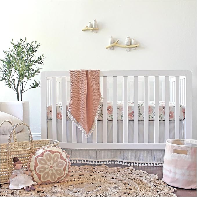 Crane Baby Floral Crib Sheets, 100% Cotton, Breathable Baby Bedding - Image 3