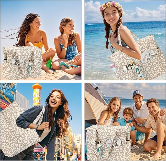 LEDAOU Beach Bag Waterproof Sandproof Women Tote Bag Pool Bag - Image 3