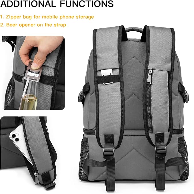 TUGUAN Insulated Cooler Backpack 38 Cans Double Deck Leakproof Lightweight Soft - Image 5