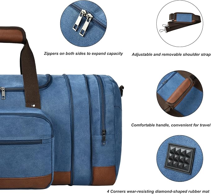 Litvyak Duffle Bag for Travel, 50L Canvas Travel Duffel Bags Overnight Weekend - Image 5