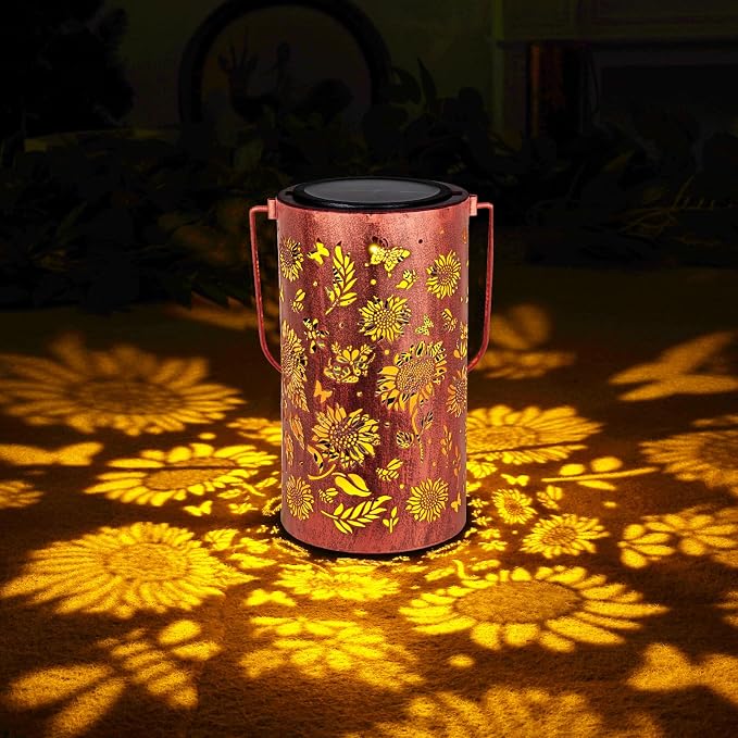 Homemory Sunflower Solar Lanterns Lights Outdoor Waterproof, Hollowed-Out Metal by Homemory