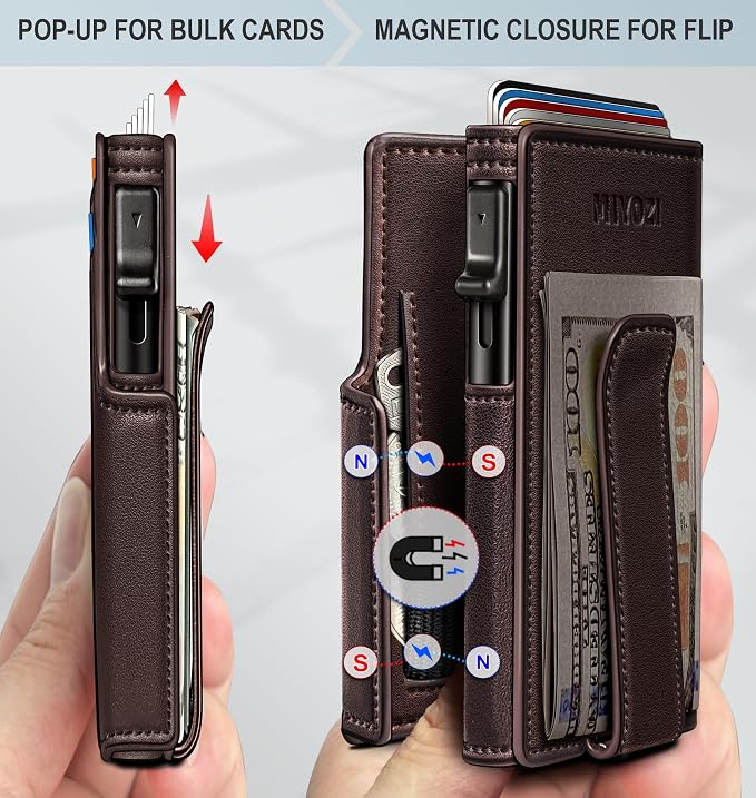 Men Wallet, with Money Clip Coins Pocket ID Window, Slim Front Pocket RFID - Image 3
