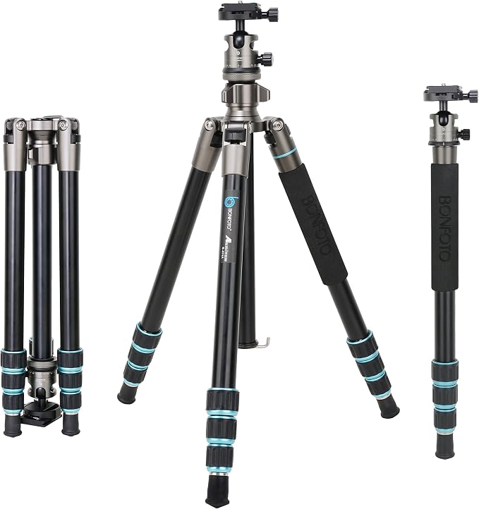 BONFOTO Portable Aluminum Alloy B674A Lightweight Camera Travel Tripod Monopod by BONFOTO