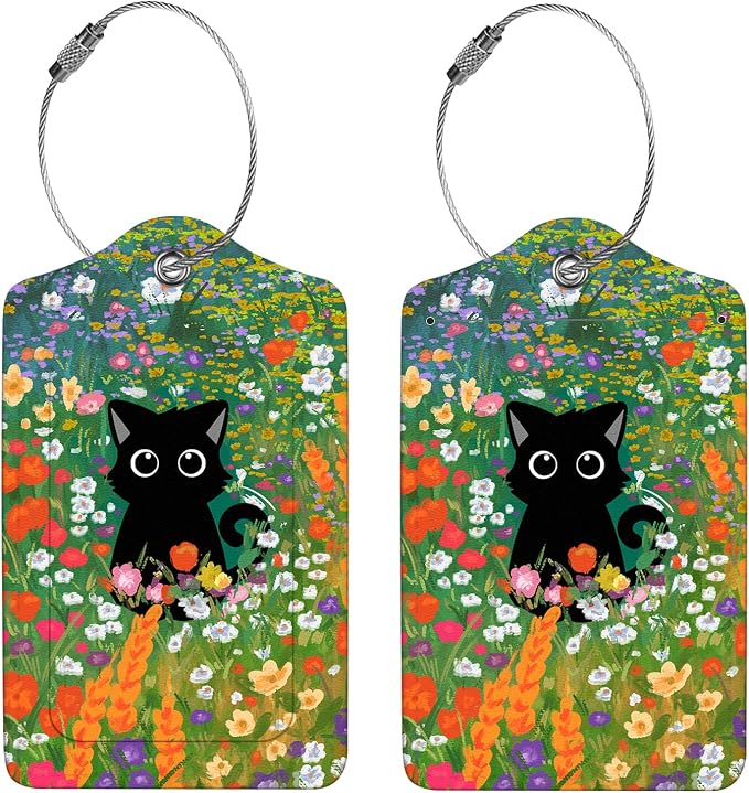 2 Pcs Luggage Tags for Suitcase, Cute Unique PU Leather Travel Bag Tag - Image 4