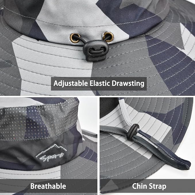 Sun Hats for Men Women Fishing Hat UPF 50+ Breathable Wide Brim Summer UV - Image 2