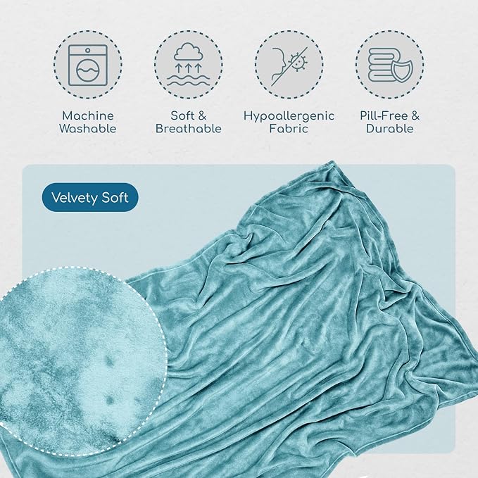 Resty 65"x40" Traveling Airplane Blanket, Baby Blue – Lightweight, Velvety Soft - Image 3