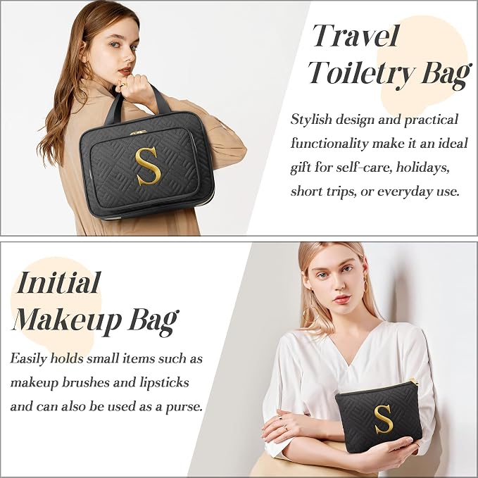 Personalized Gifts for Women, Initial Toiletry Bag Hanging Travel Organizer & - Image 5