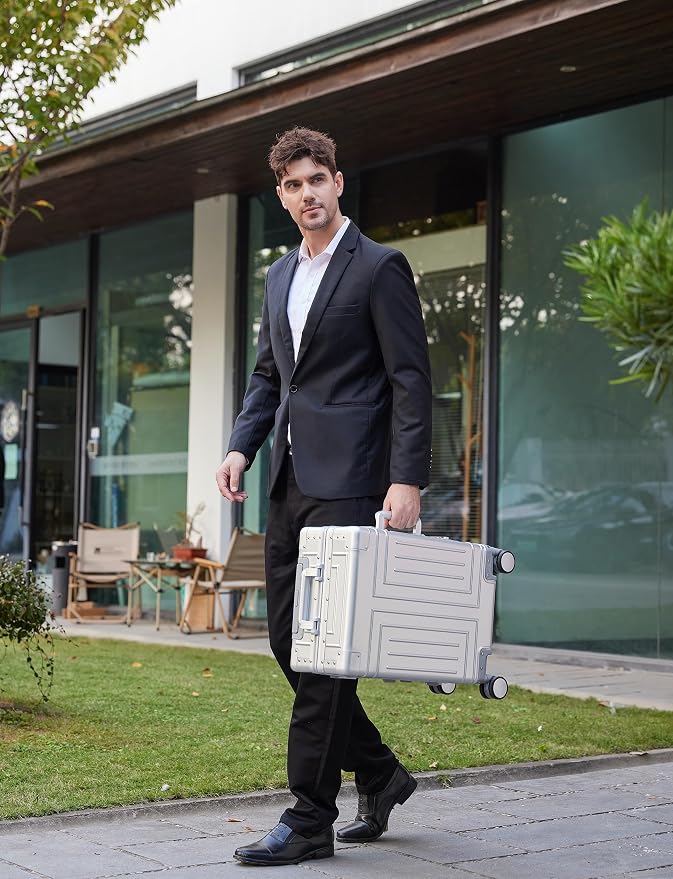 All Aluminum 20'' Luggage with Removable Spinner Wheels, Provide Spare - Image 5