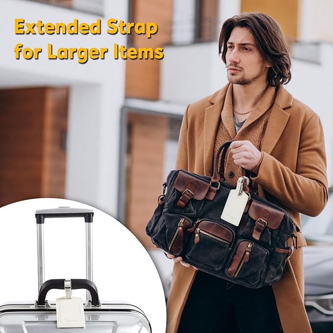 8 Pack Leather Luggage Travel Bag Tags by Travelambo - Image 5