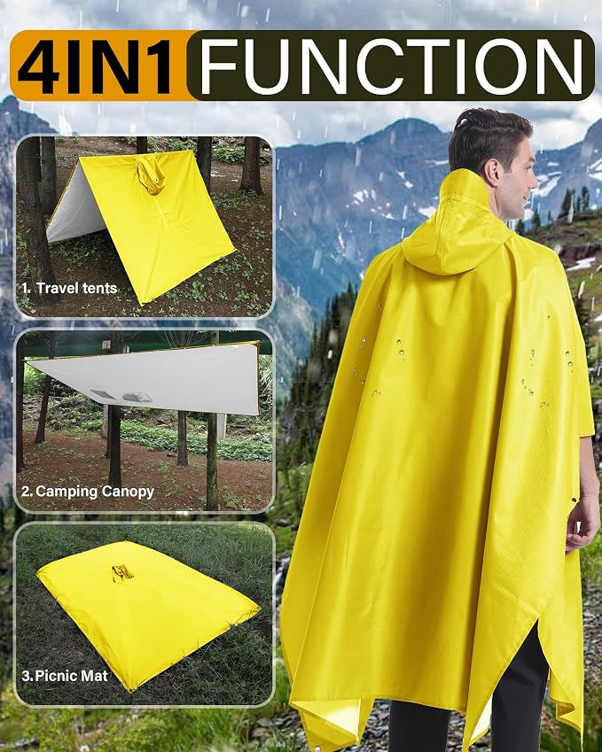 iCreek Hooded Rain Poncho with Pocket Waterproof Lightweight Unisex Raincoat - Image 3