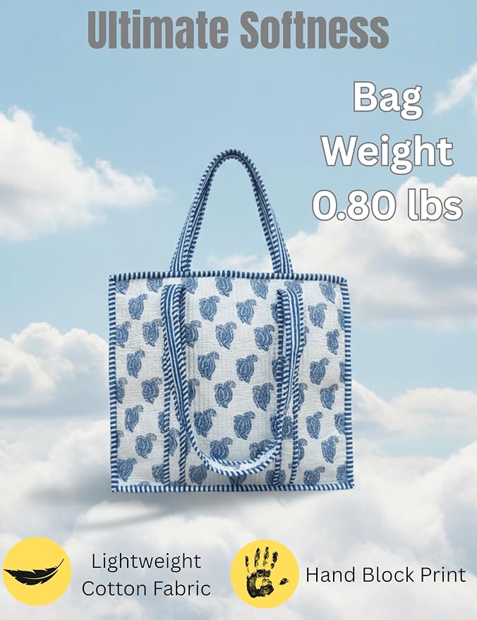 Cotton Quilted Tote Bag for Women – Large Beach & Travel Tote - Image 3