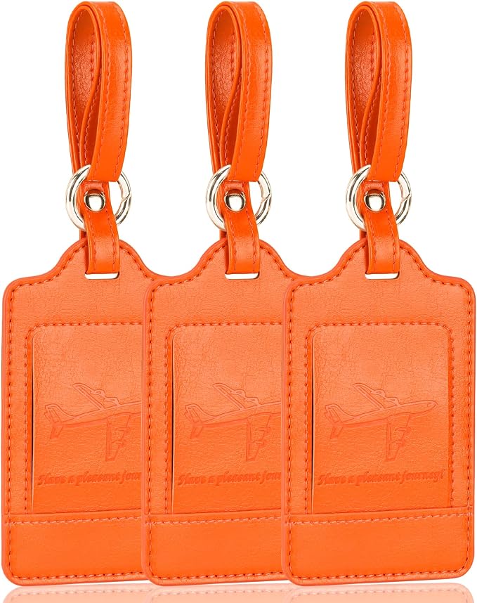 Teskyer Luggage Tags, 3 Pack Premium PU Leather Luggage Tags by TESKYER