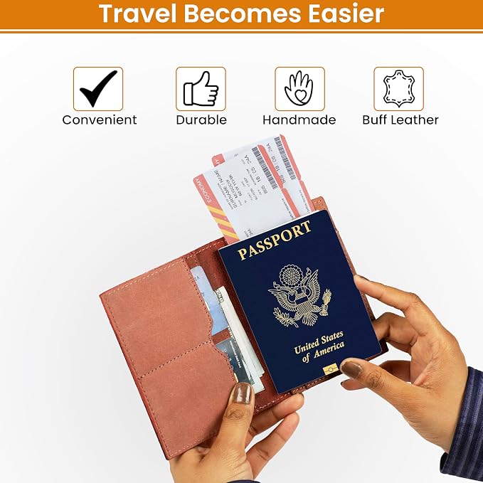 LEATHER VILLAGE Leather Passport Holder Cover – Travel Wallet - Image 4