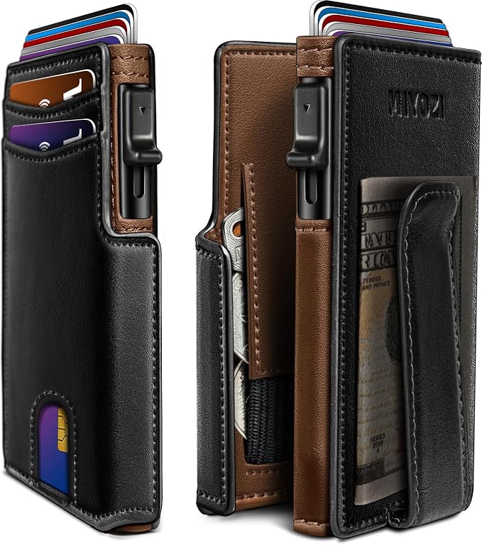 Men Wallet, with Money Clip Coins Pocket ID Window, Slim Front Pocket RFID by Miyozi