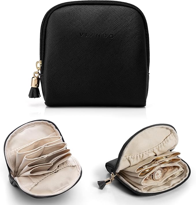 Vlando Small Jewelry Travel Case, Jewelry Pouch Bags by VLANDO