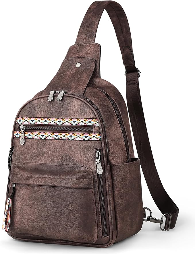 FADEON Large Sling Bag for Women, Leather Crossbody Purse Designer Anti Theft - Image 8