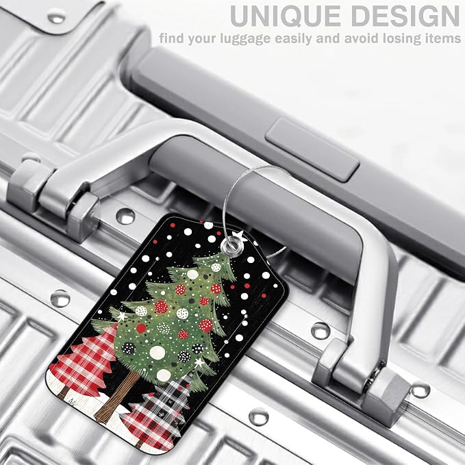 2 Pack Luggage Tags for Suitcases Christmas Tree Leather Luggage Tags Privacy - Image 5