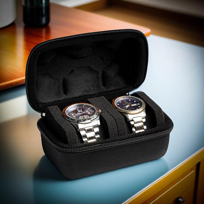 2 slot Hard Watch Travel Case, Watch Roll Case Storage and Organizer - Image 6