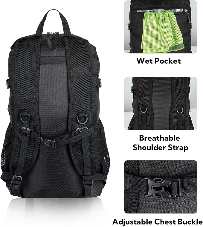 WATERFLY Lightweight Packable Hiking Backpack: 30L Foldable Travel Daypack - Image 5