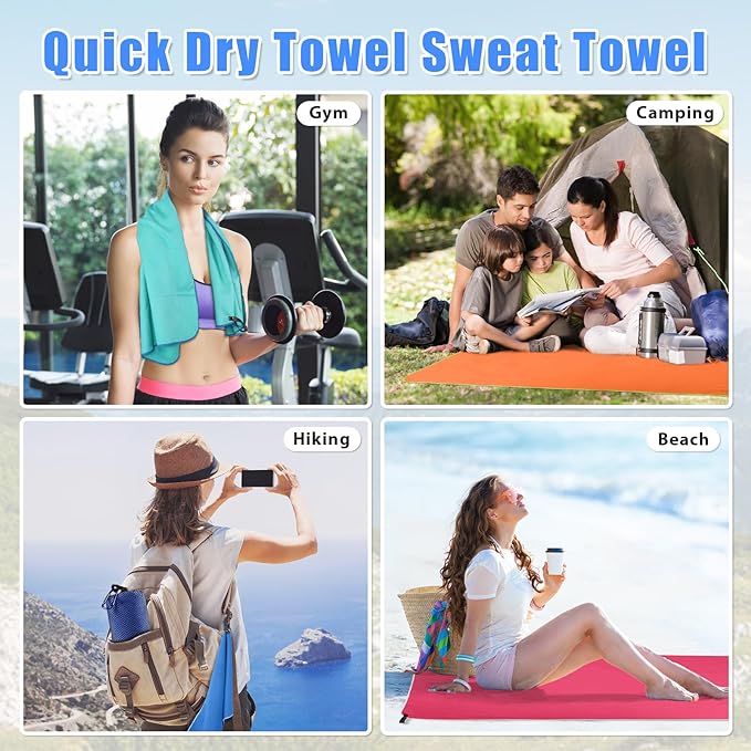 Sfee 2 Pack Microfiber Travel Towel, Quick Dry Towel Camping Towel Beach Towel - Image 6