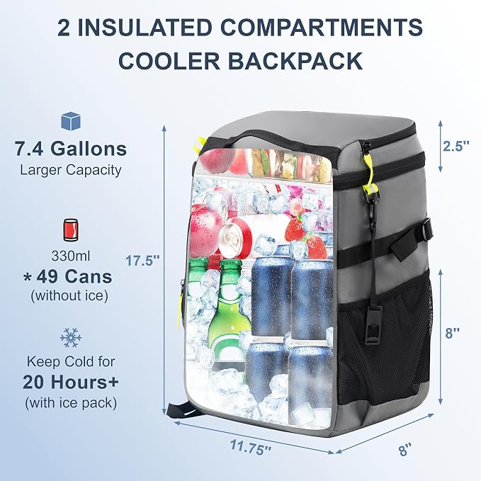 SPARTER Backpack Cooler Insulated Leak Proof 33/49 Cans, 2 Insulated - Image 2