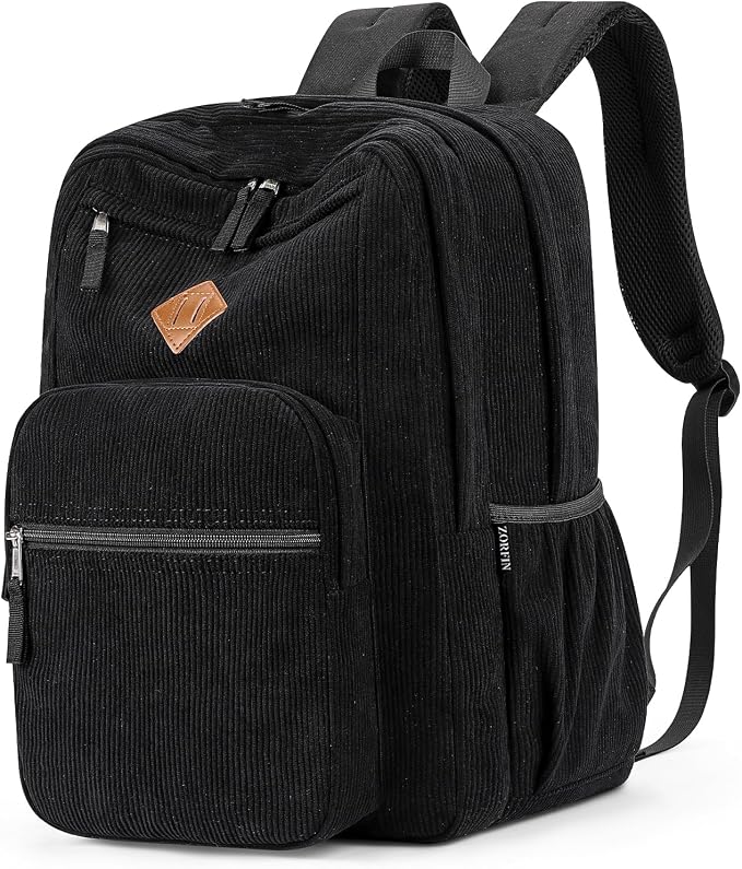 ZORFIN 26L Backpack for College, and Travel: Corduroy Bookbag by ZORFIN-SimpleYetChic