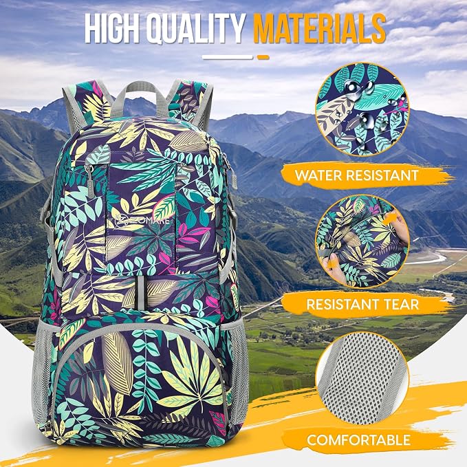 ZOMAKE Lightweight Packable Backpack 35L, Light Foldable Backpacks Water - Image 4