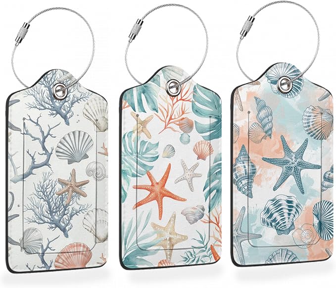 Tropical Seashells Summer 3 Pack Luggage Tags by Losthll