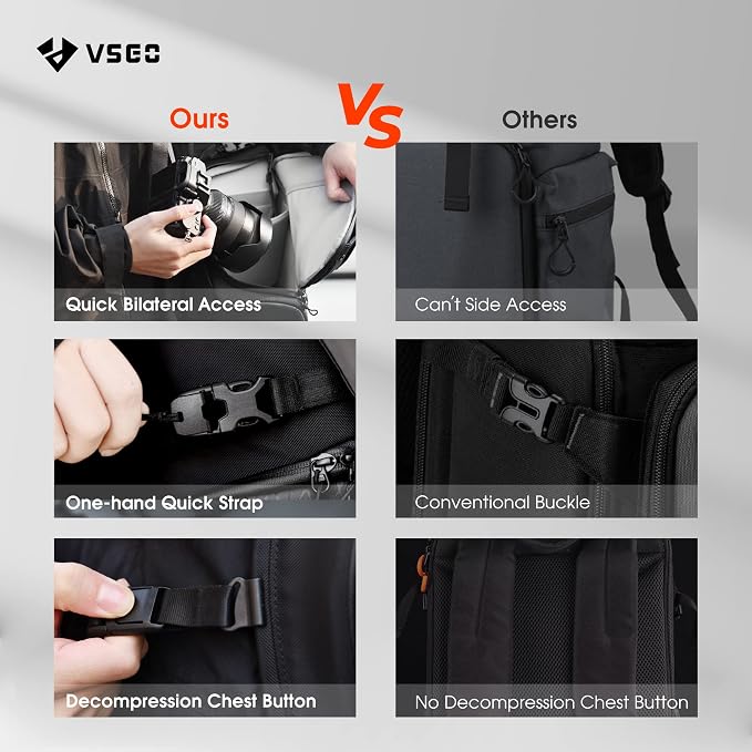 VSGO Black Snipe Camera Backpack 16L – Lightweight 1.1kg Professional DSLR/SLR - Image 2