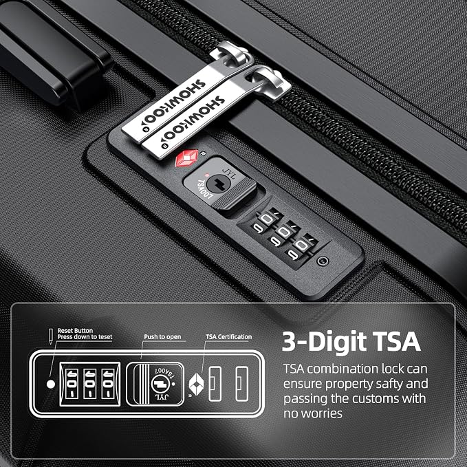 SHOWKOO Luggage Sets Expandable PC+ABS Durable Suitcase Double Wheels TSA Lock - Image 5