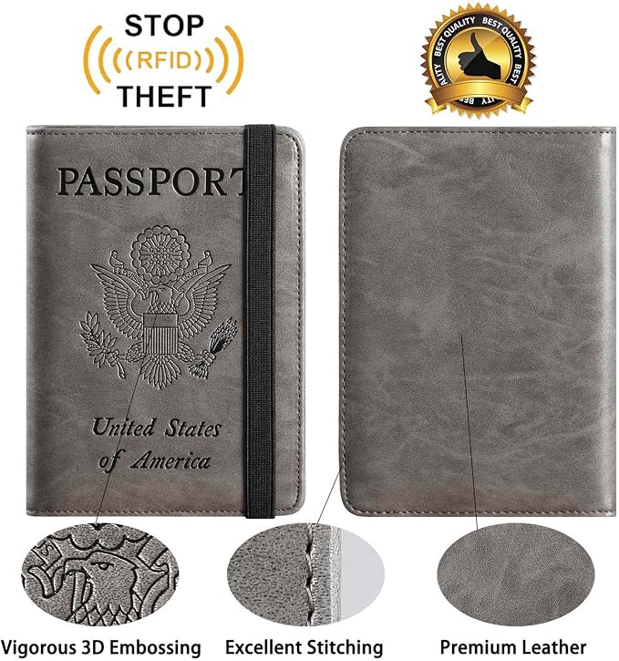 Passport Holder With Luggage Tag Travel Essentials Passport Cover Wallet RFID - Image 5