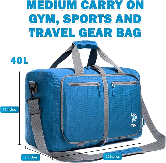 Bago Foldable Duffel Bags for Traveling Women & Men - 40L Sports Packable - Image 7