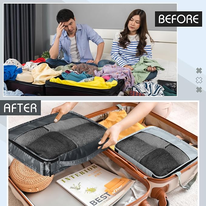 5 Pcs Packing Cubes for Suitcase Large Travel Cubes Carry on Luggage Organizer - Image 3