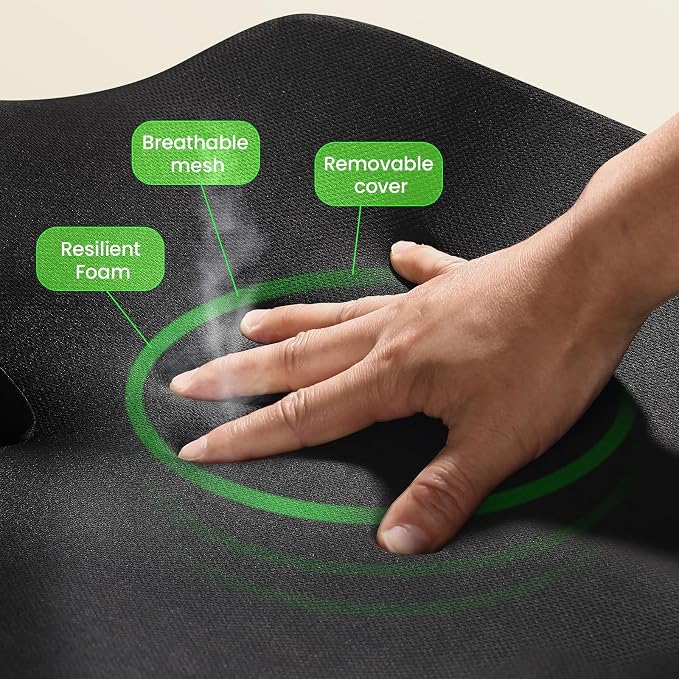 Benazcap Large Seat Cushion for Office Chair Memory Foam Coccyx Pain Relief - Image 7