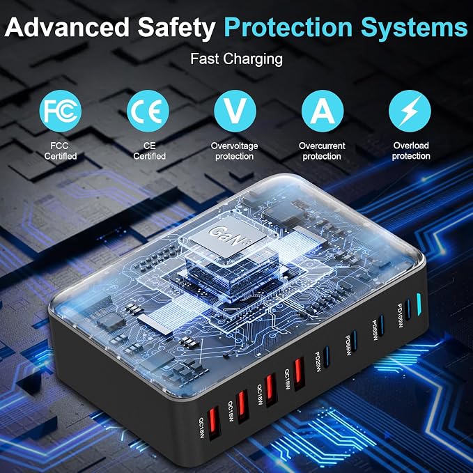 320W USB C Fast Charger Block, 8 Port USB Charging Station, GaN Ⅲ Pro 100W PD - Image 6