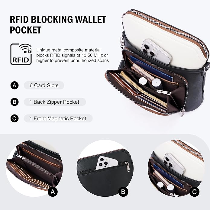 Crossbody Purse for Women, Lightweight Medium Crossbody Bag Soft Leather - Image 3