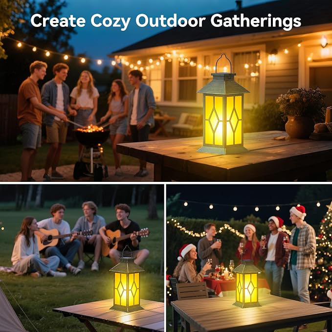 2Pack Patina 13" Metal & Glass Solar Lantern - Image 6