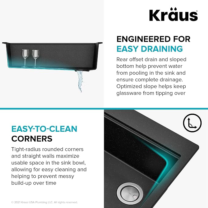 KRAUS Bellucci Workstation 33 in. Drop In Single Bowl Granite Kitchen Sink in - Image 10