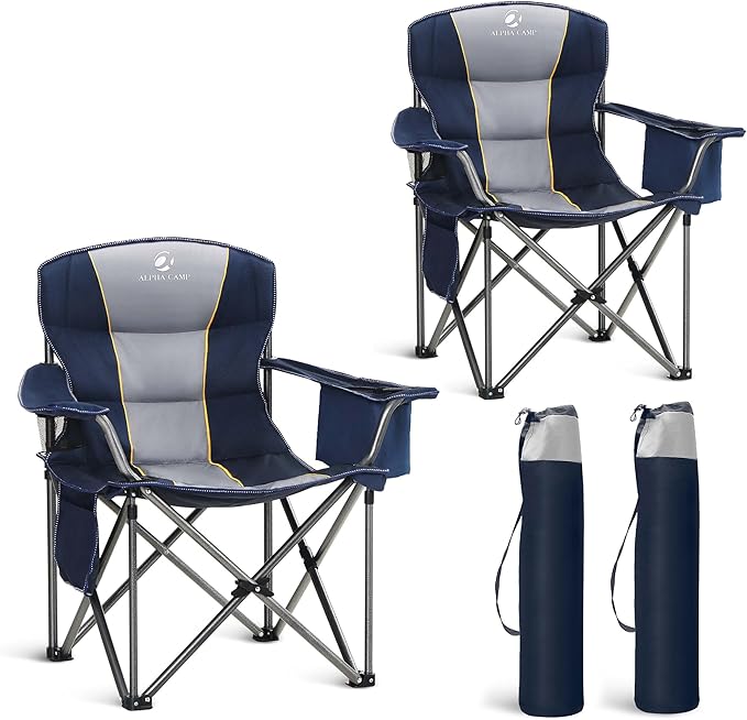 LET'S CAMP Folding Camping Chair Oversized Heavy Duty Padded Outdoor Chair by LETSCAMP