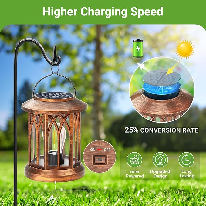 WdtPro Solar Lanterns Outdoor Hanging 4 Pack, Upgraded Bright Solar Lantern - Image 6